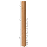 F-4002 3-1/2" x 48" Chamfered Top Fluted Contemporary Newel Post, Dimensional Information
