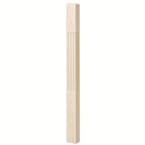 F-4002 3-1/2" x 48" Chamfered Top Fluted Contemporary Newel Post, Hard Maple