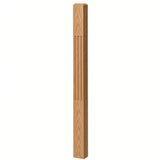 F-4002 3-1/2" x 48" Chamfered Top Fluted Contemporary Newel Post, Hickory