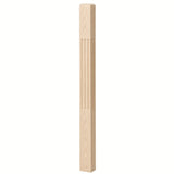 F-4002 3-1/2" x 48" Chamfered Top Fluted Contemporary Newel Post, Soft Maple