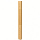 F-4002 3-1/2" x 48" Chamfered Top Fluted Contemporary Newel Post, Yellow Pine