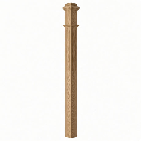 F-4075 3-1/2"x 3-1/2" Fluted Box Newel Post, Ash