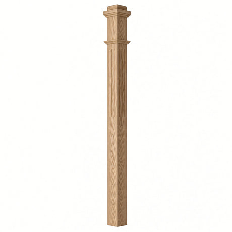 F-4075 3-1/2"x 3-1/2" Fluted Box Newel Post, Beech