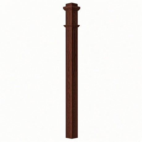 F-4075 3-1/2"x 3-1/2" Fluted Box Newel Post, Brazilian Cherry