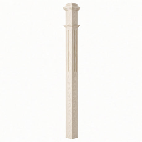 F-4075 3-1/2"x 3-1/2" Fluted Box Newel Post, Hard Maple