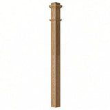 F-4075 3-1/2"x 3-1/2" Fluted Box Newel Post, Hickory