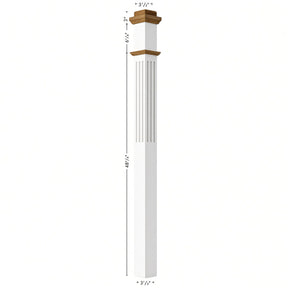 F-4075-PSST Fluted 3-1/2" Box Newel Post, Primed with Special Species Trim