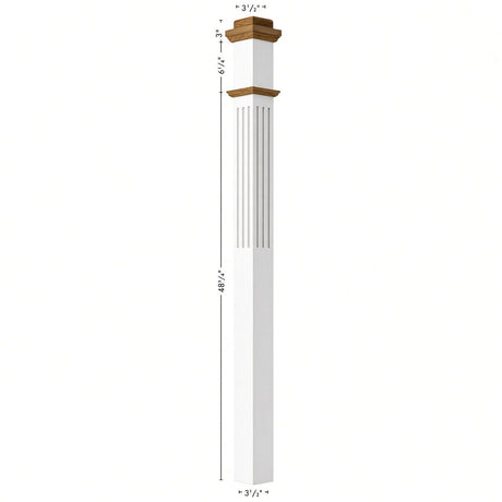 F-4075-PSST Fluted 3-1/2" Box Newel Post, Primed with Special Species Trim