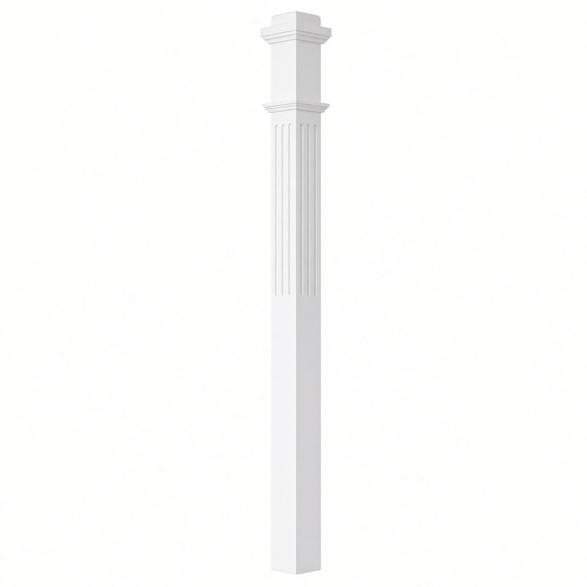 F-4075 3-1/2"x 3-1/2" Fluted Box Newel Post, Primed