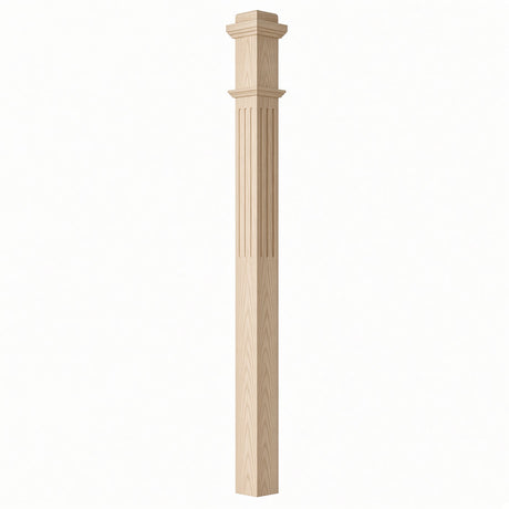 F-4075 3-1/2"x 3-1/2" Fluted Box Newel Post, Soft Maple