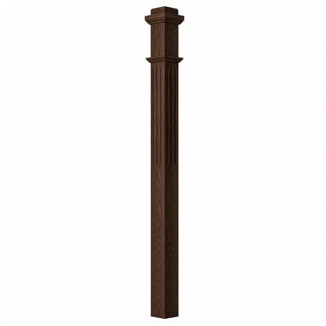 F-4075 3-1/2"x 3-1/2" Fluted Box Newel Post, Walnut