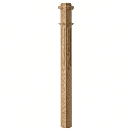 F-4075 3-1/2" Fluted Box Newel Post, White Oak