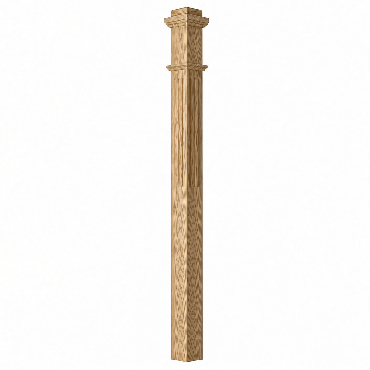 F-4075 3-1/2"x 3-1/2" Fluted Box Newel Post, Yellow Pine