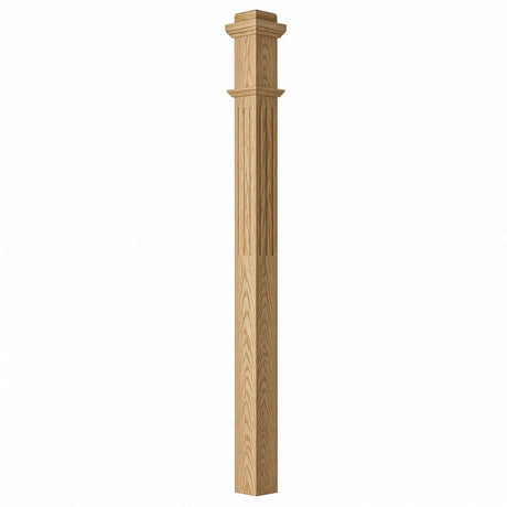 F-4075 3-1/2"x 3-1/2" Fluted Box Newel Post, Yellow Pine