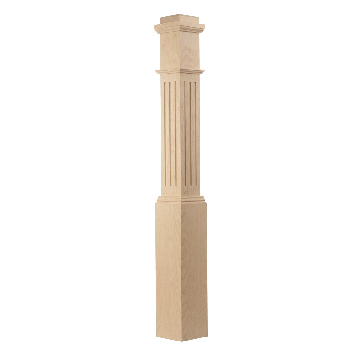 F-4091 Fluted Box Newel Post - Birch