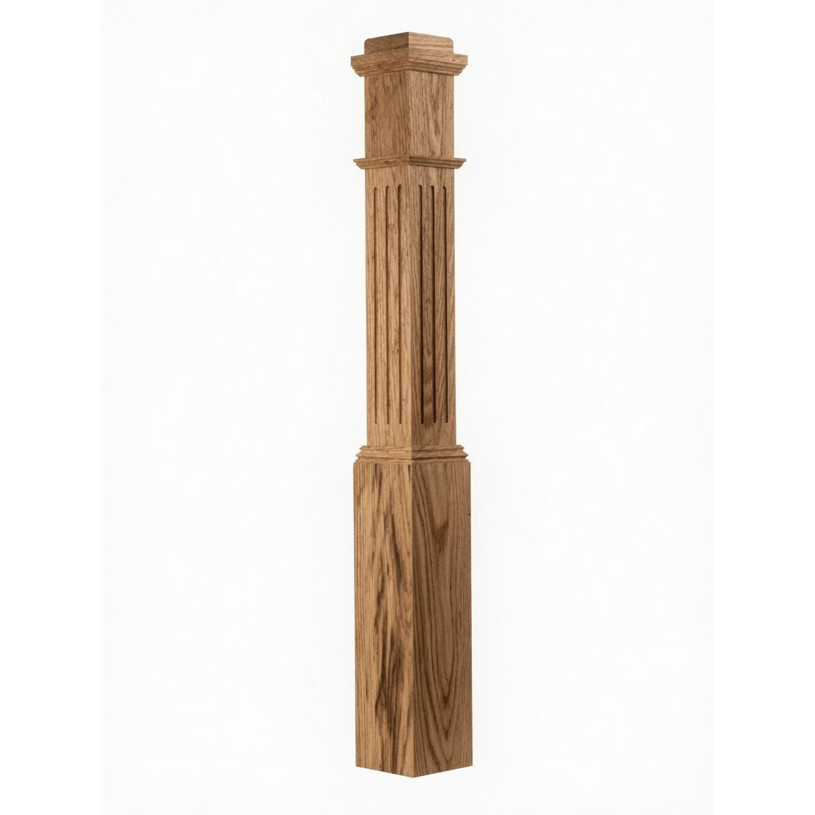 F-4091 Fluted Box Newel Post - Hickory