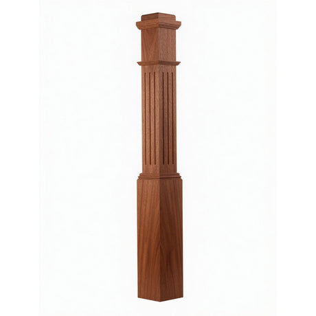 F-4091 Fluted Box Newel Post - Mahogany