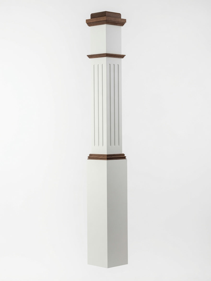 F-4091 Primed with Special Species Trim Fluted Box Newel Post