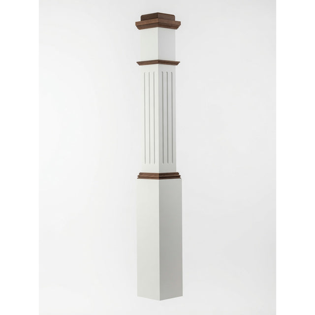 F-4091-PSST Fluted Primed with Special Species Trim Box Newel Post
