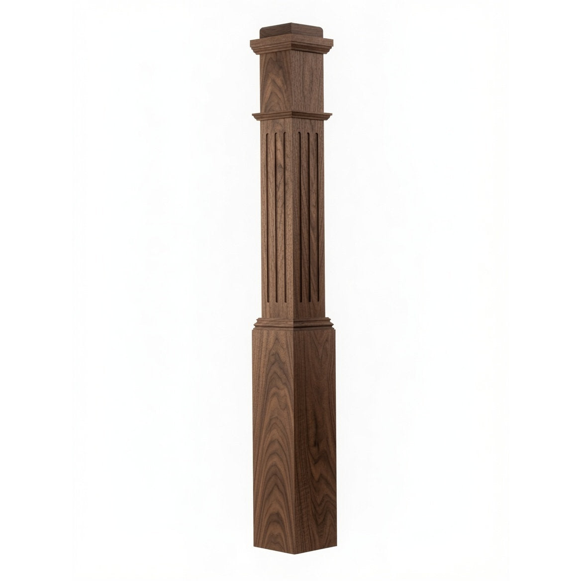 F-4091 Fluted Box Newel Post - Walnut