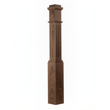F-4091 Fluted Box Newel Post - Walnut