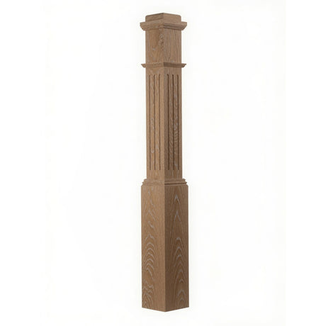 F-4091 Fluted Box Newel Post - White Oak