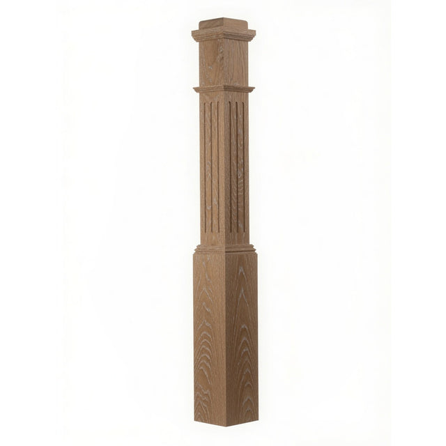 F-4091 Fluted Box Newel Post - White Oak