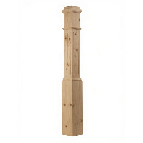 F-4091 Fluted Box Newel Post - Yellow Pine