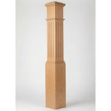 F-4092 7-1/2" x 55" Large Flute Box Newel Post, Beech