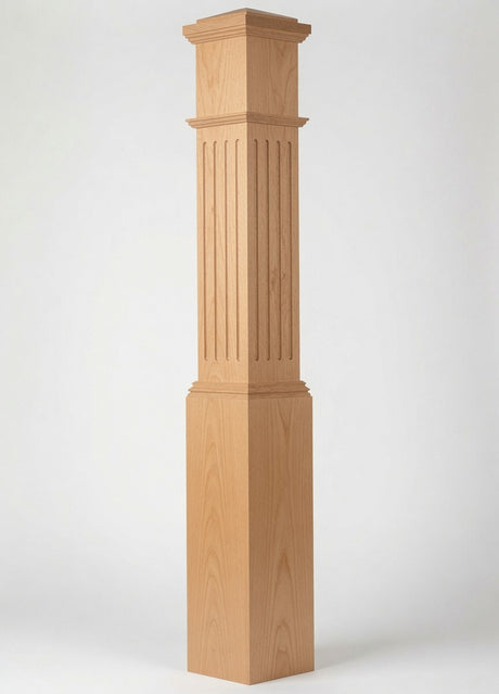 F-4092 Fluted Large Box Newel Post, Beech
