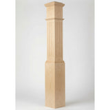 F-4092 7-1/2" x 55" Large Flute Box Newel Post, Hard Maple