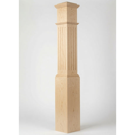 F-4092 7-1/2" x 55" Large Flute Box Newel Post, Hard Maple