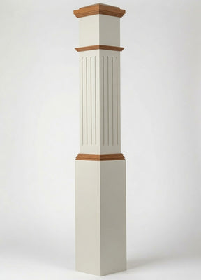 F-4092 Fluted Box Newel Post, Primed with Special Species Trim