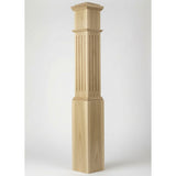 F-4092 7-1/2" x 55" Large Flute Box Newel Post, Poplar
