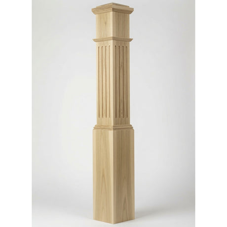 F-4092 7-1/2" x 55" Large Flute Box Newel Post, Poplar