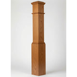 F-4092 7-1/2" x 55" Large Flute Box Newel Post, Red Oak