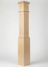 F-4092 Fluted Large Box Newel Post, Soft Maple