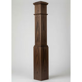 F-4092 7-1/2" x 55" Large Flute Box Newel Post, Walnut