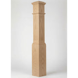 F-4092 7-1/2" x 55" Large Flute Box Newel Post, White Oak