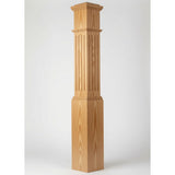 F-4092 7-1/2" x 55" Large Flute Box Newel Post, Yellow Pine