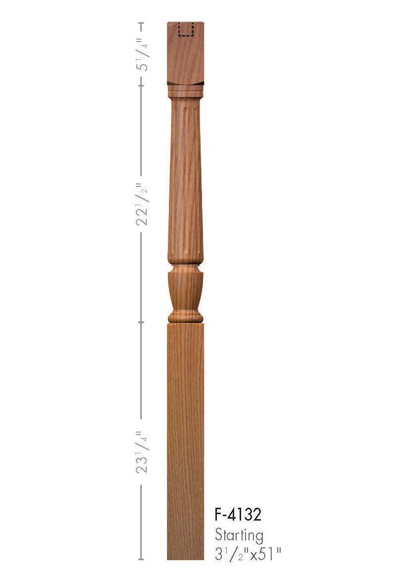F-4132 Fluted Interchangeable Top Starting Newel Post