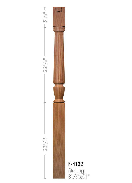 F-4132 Fluted Interchangeable Top Starting Newel Post