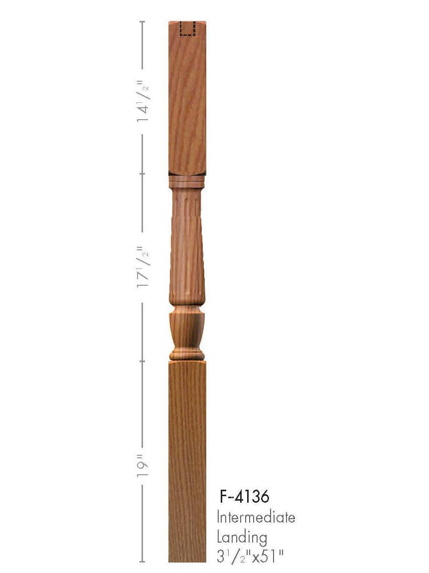 F-4136 Fluted Interchangeable Intermediate Landing Newel Post