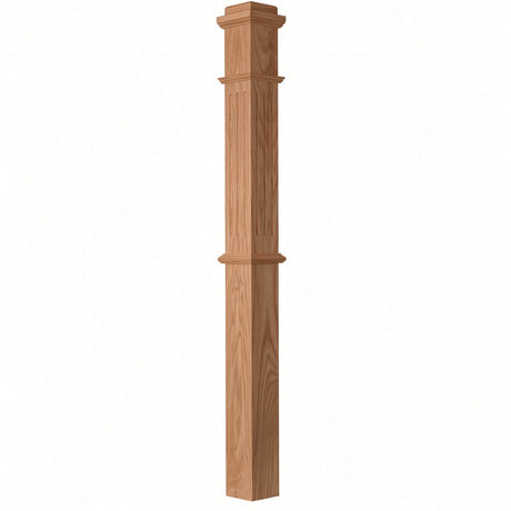 F-4375 4-3/4" x 62" Fluted Box Newel Post, American Cherry