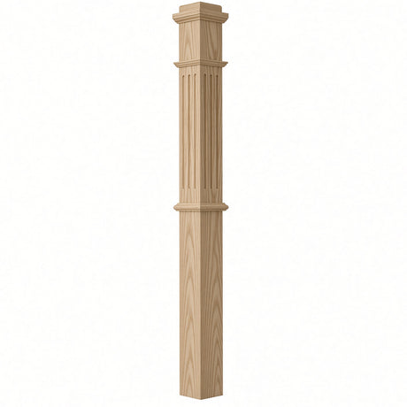 F-4375 4-3/4" x 62" Fluted Box Newel Post, Ash