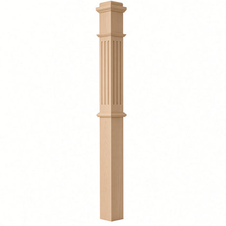 F-4375 4-3/4" x 62" Fluted Box Newel Post, Beech