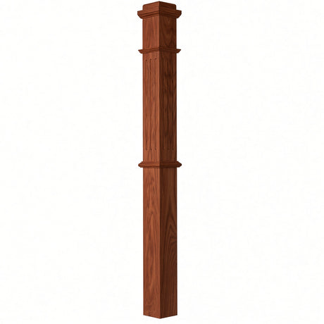 F-4375 4-3/4" x 62" Fluted Box Newel Post, Brazilian Cherry