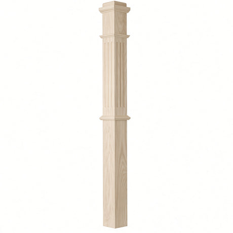 F-4375 4-3/4" x 62" Fluted Box Newel Post, Hard Maple