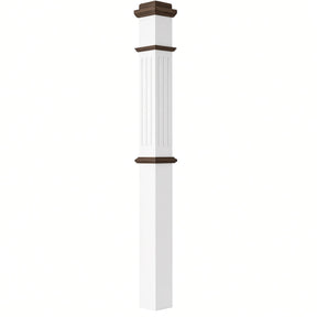 F-4375-PSST Fluted 4-3/4" x 62" Box Newel Post, Primed with Special Species Trim