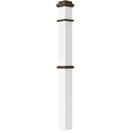 F-4375-PSST Fluted 4-3/4" x 62" Box Newel Post, Primed with Special Species Trim